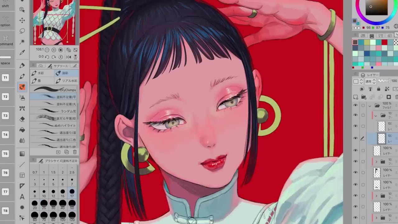 强烈色彩+精细作画——原标题:−踊り子− イラストメイキング Illustration Making